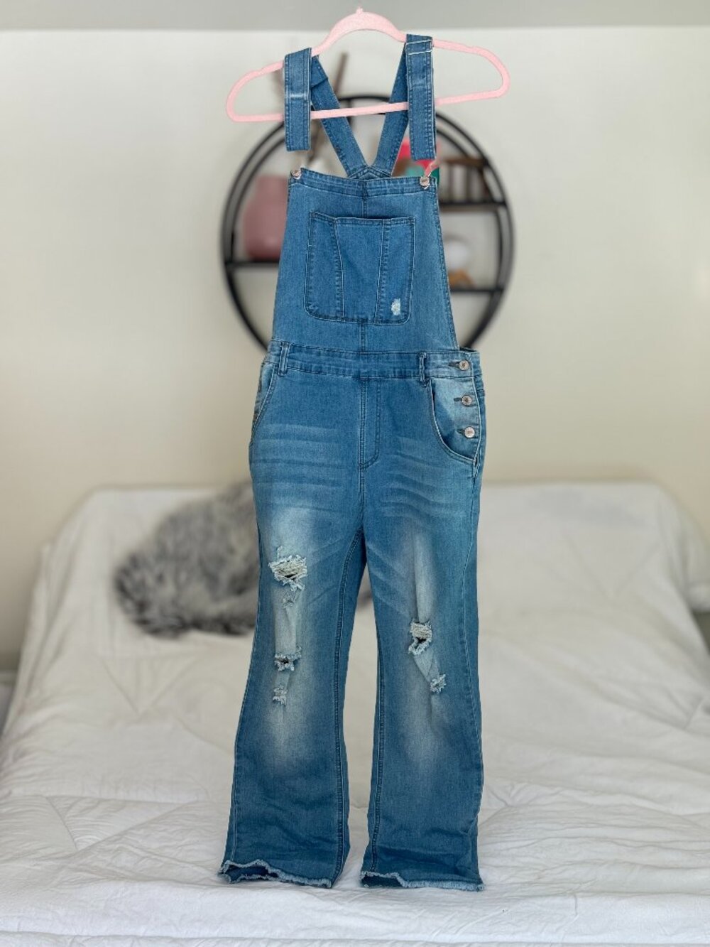 NWOT Distressed Long overalls